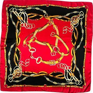 Equestrian Print Satin Charmeuse Scarf